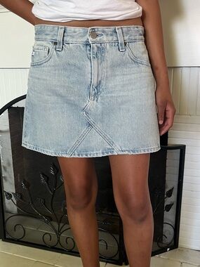 AG Adriano Goldschmied Light Blue Denim Mini Skirt 26